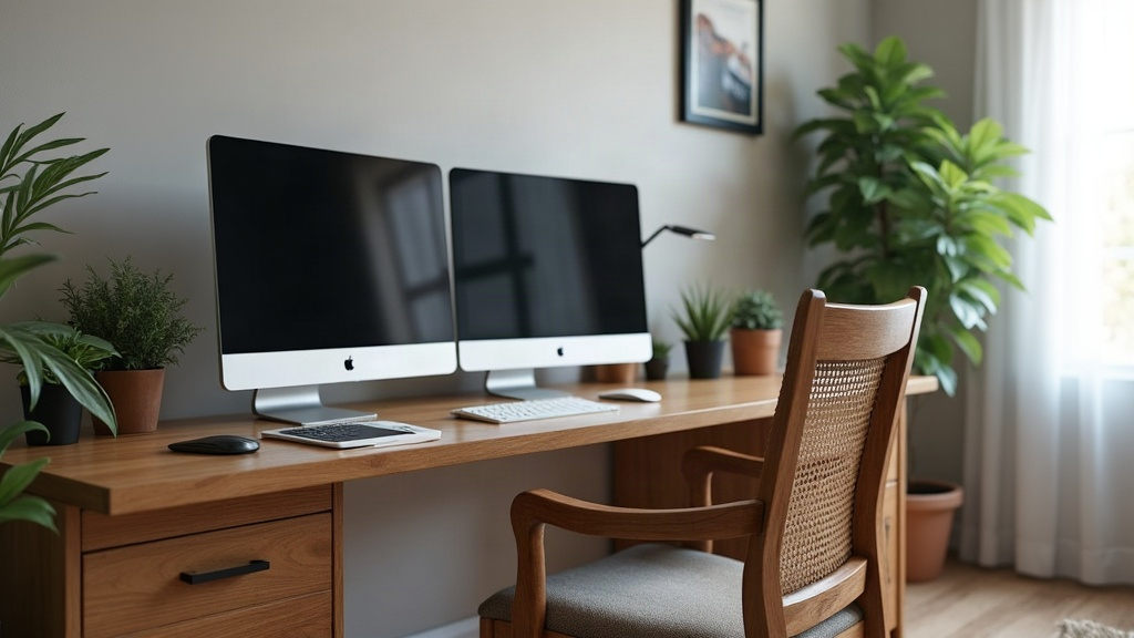Hiding Dual Monitors and Cables in a Living Room Workspace